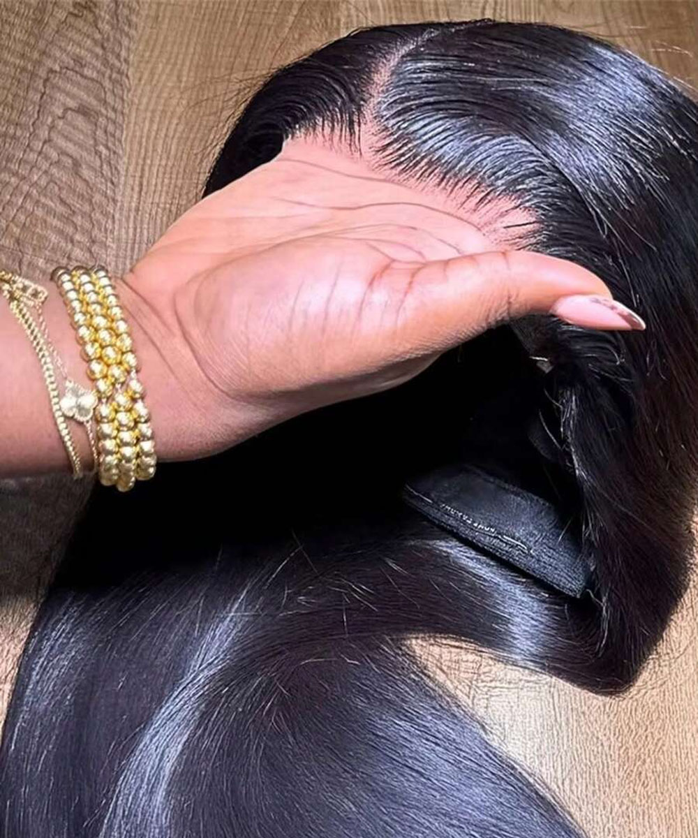 Hd Lace Frontal Wig Human Hair Pre Plucked - 34 Inch Bone Straight Lace Front