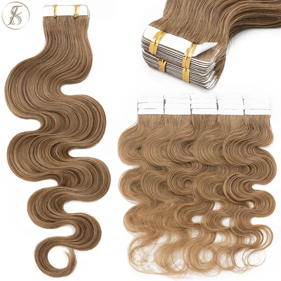 TESS 20pcs Wavy Tape In Human  - огляд і ціна Invisible Tape In Extensions Real Hair