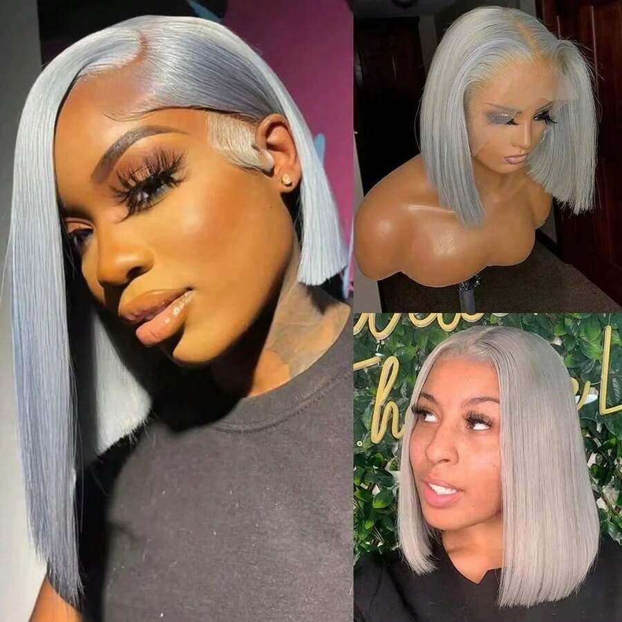 Sliver Grey Bob Straight Human - огляд і ціна Glueless Wear And Go Human Hair Wig